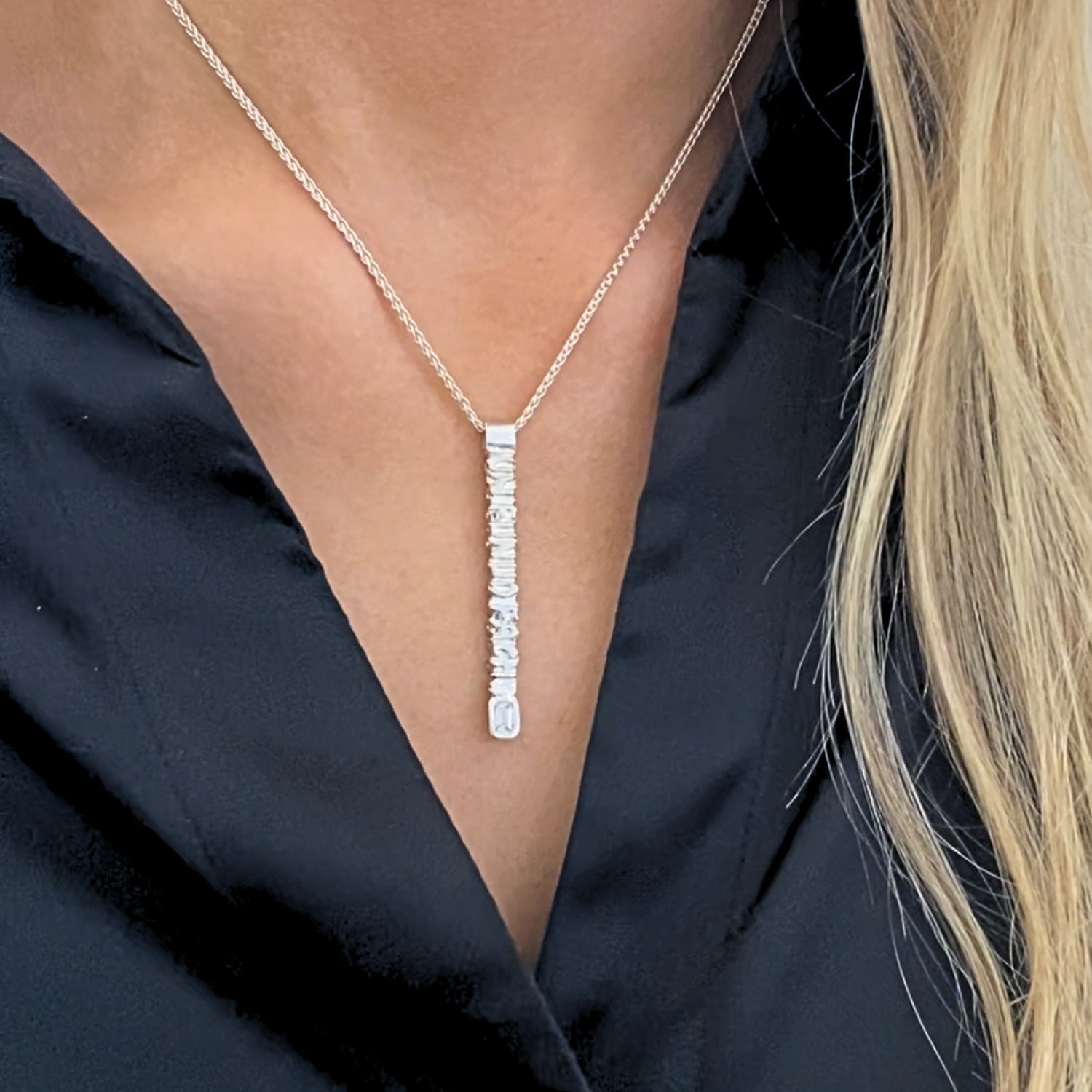 One-of-a-Kind: (No.3) Bespoke Cofio Pendant in Silver with Emerald Cut Diamond