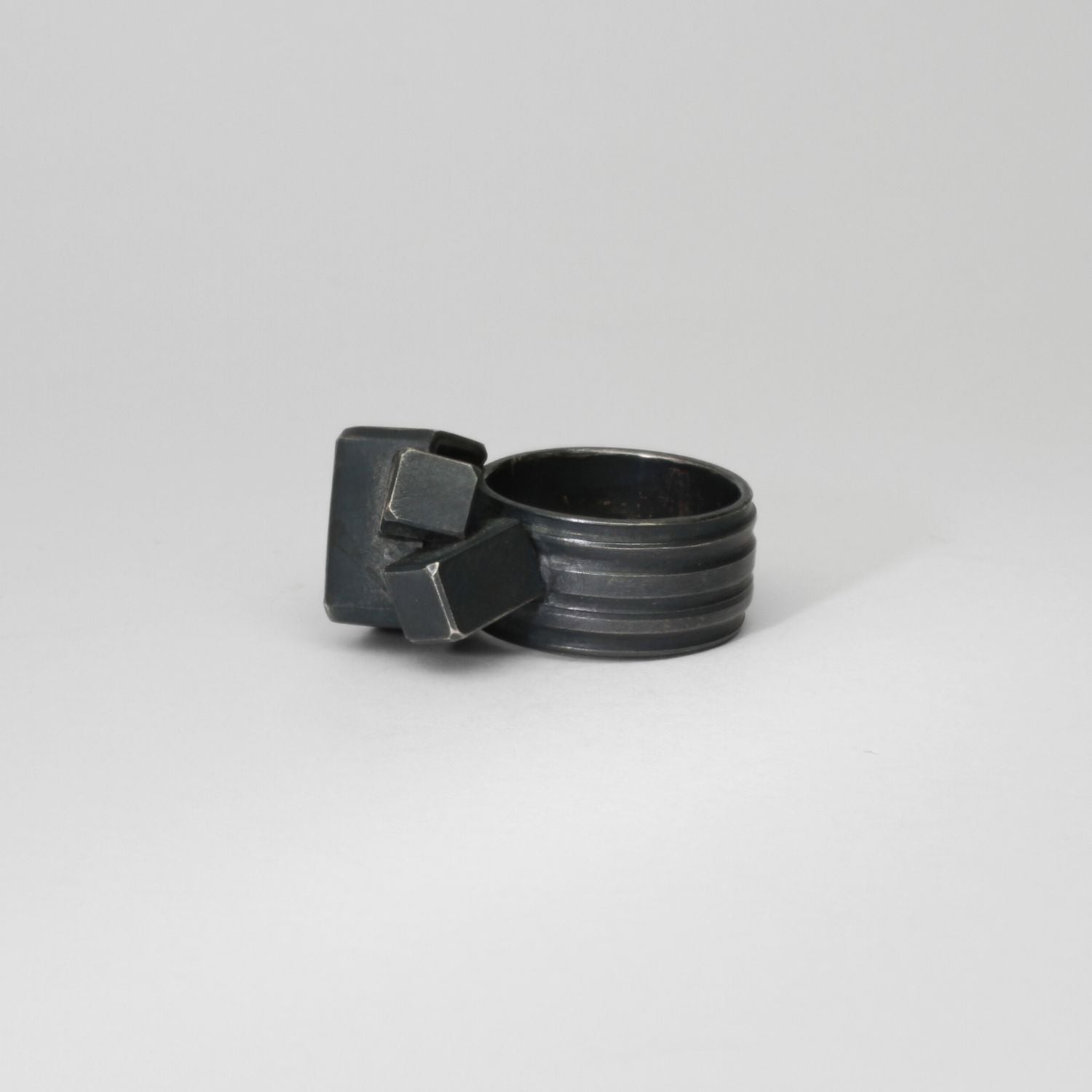 Aquamarine black silver ring by Chris Boland