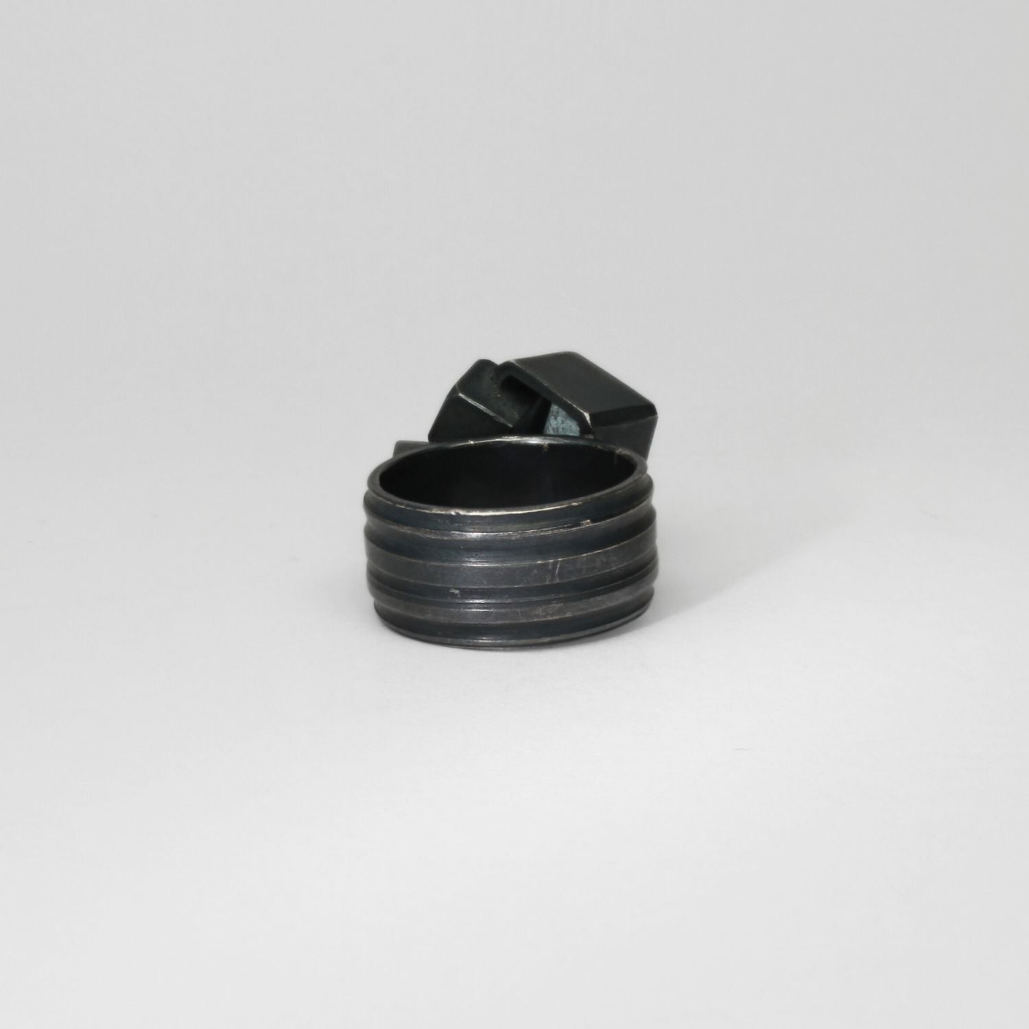 Aquamarine black silver ring by Chris Boland