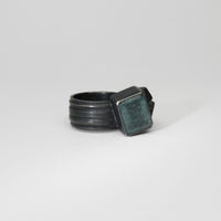 Aquamarine black silver ring by Chris Boland