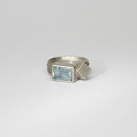 Rectangle aquamarine silver ring by Chris Boland