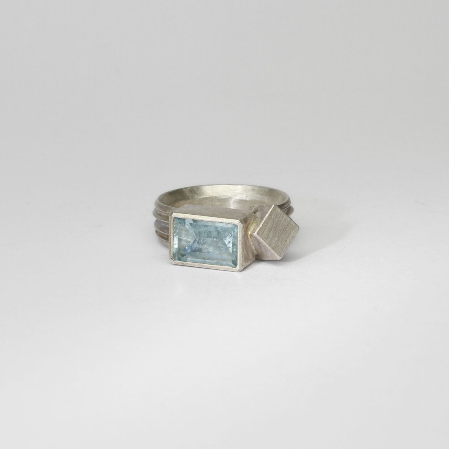 Rectangle aquamarine silver ring by Chris Boland
