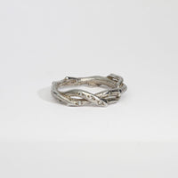 Double twig silver ring with diamonds by Charmian Ottaway