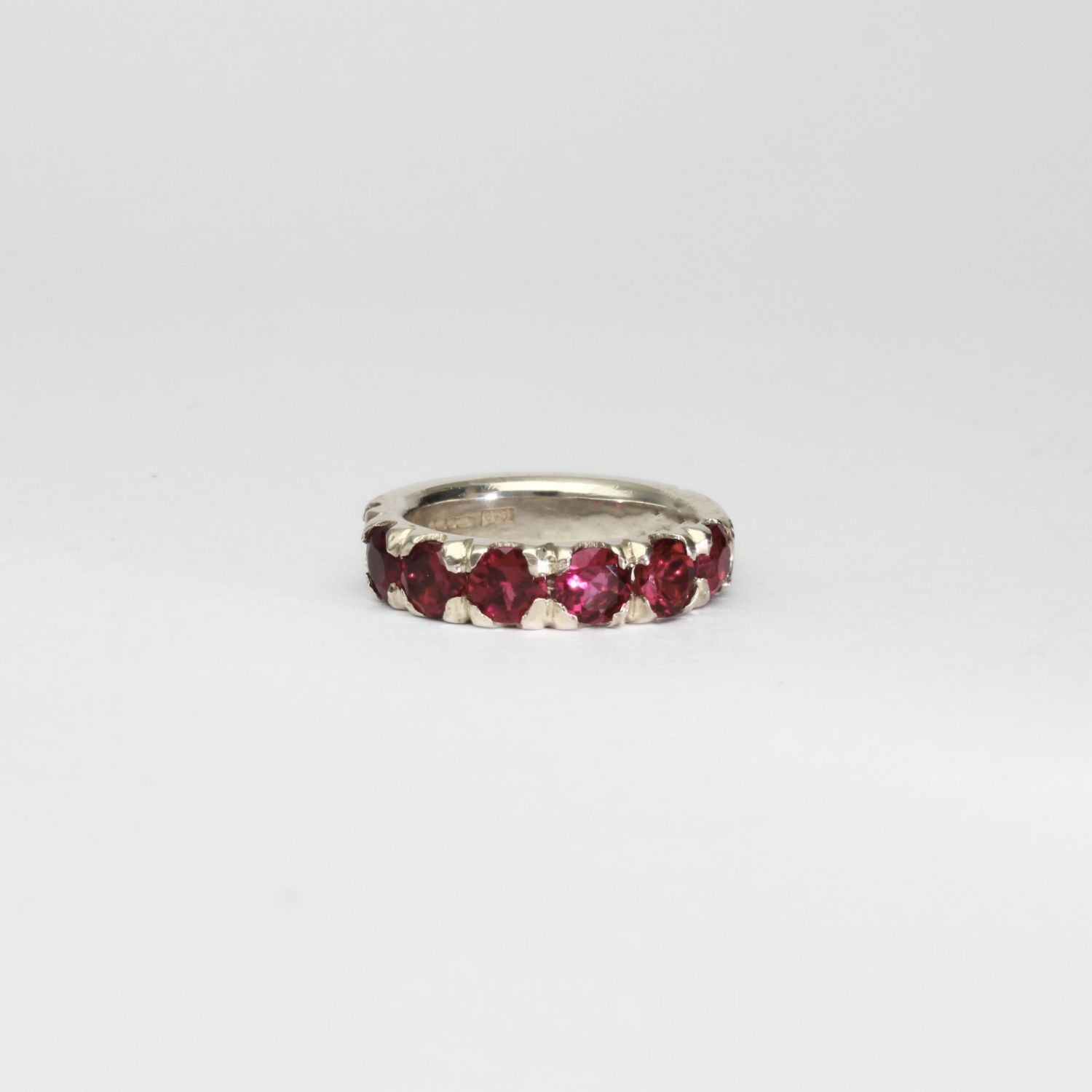 Chunky silver ring with pink tourmalines by Charmian Ottaway