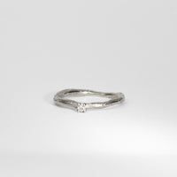 Twig silver solitaire ring with diamond by Charmian Ottaway