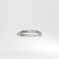 Twig silver solitaire ring with diamond by Charmian Ottaway