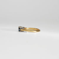 18ct gold ring with blue sapphires and diamond by Duncan Eves