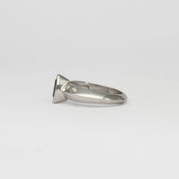 18ct white gold ring with marquise sapphire and diamonds by Duncan Eves