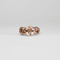 9ct rose gold ring with morganite and diamonds by Duncan Eves