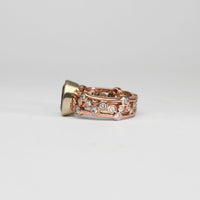 9ct rose gold ring with morganite and diamonds by Duncan Eves
