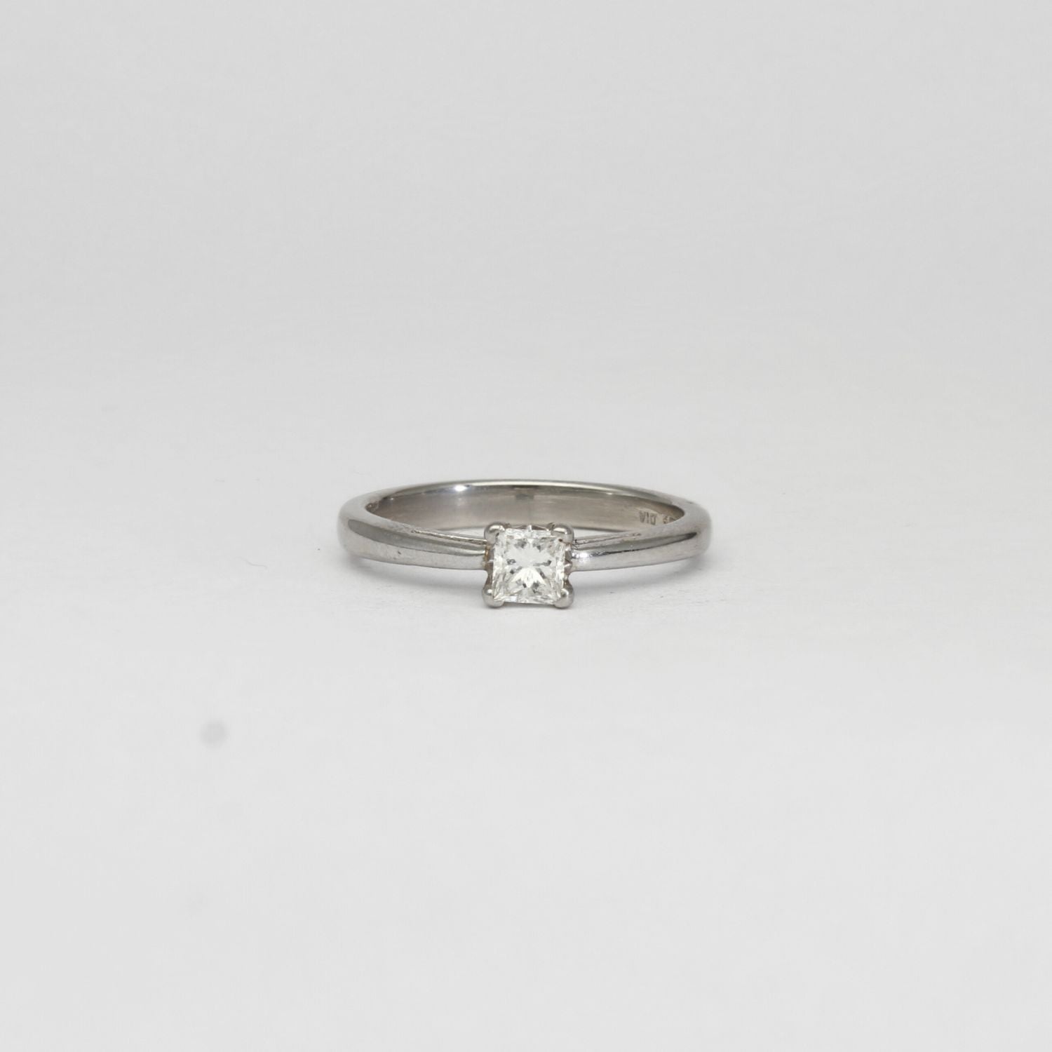 Platinum solitaire princess cut diamond ring by Duncan Eves
