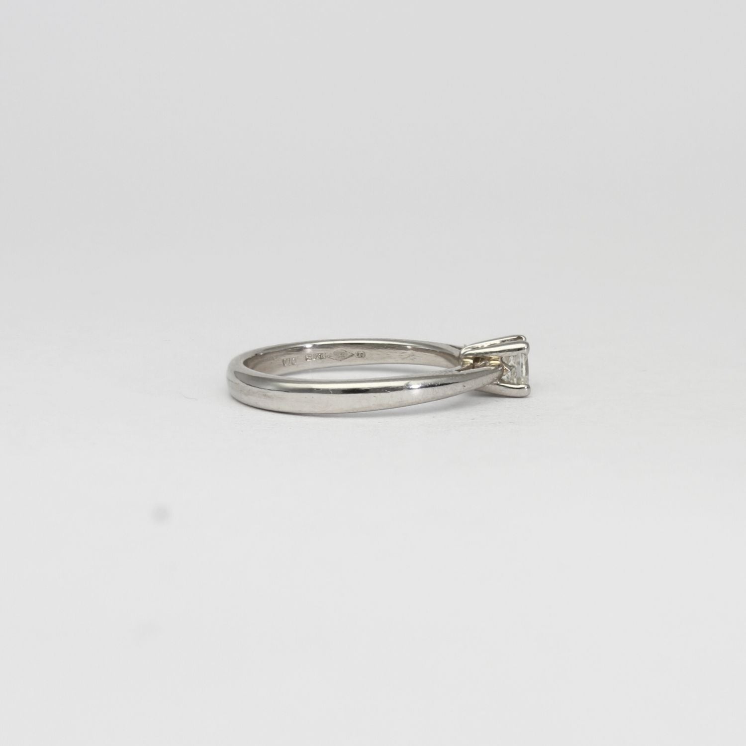 Platinum solitaire princess cut diamond ring by Duncan Eves