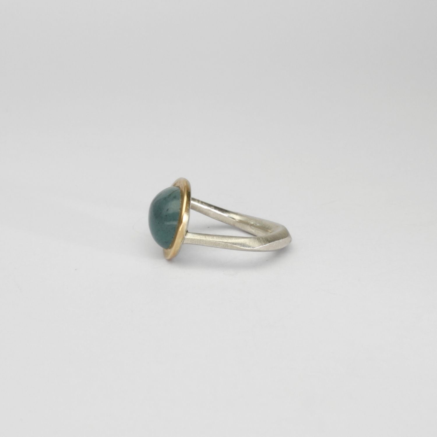 Aquamarine silver & 18ct gold ring by Emily Thatcher