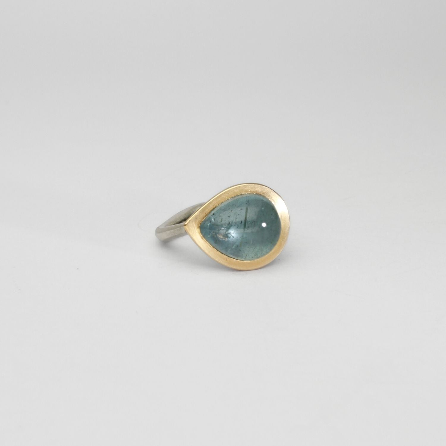 Aquamarine silver & 18ct gold ring by Emily Thatcher