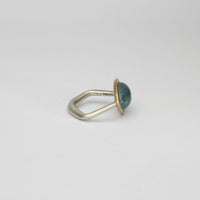 Aquamarine silver & 18ct gold ring by Emily Thatcher