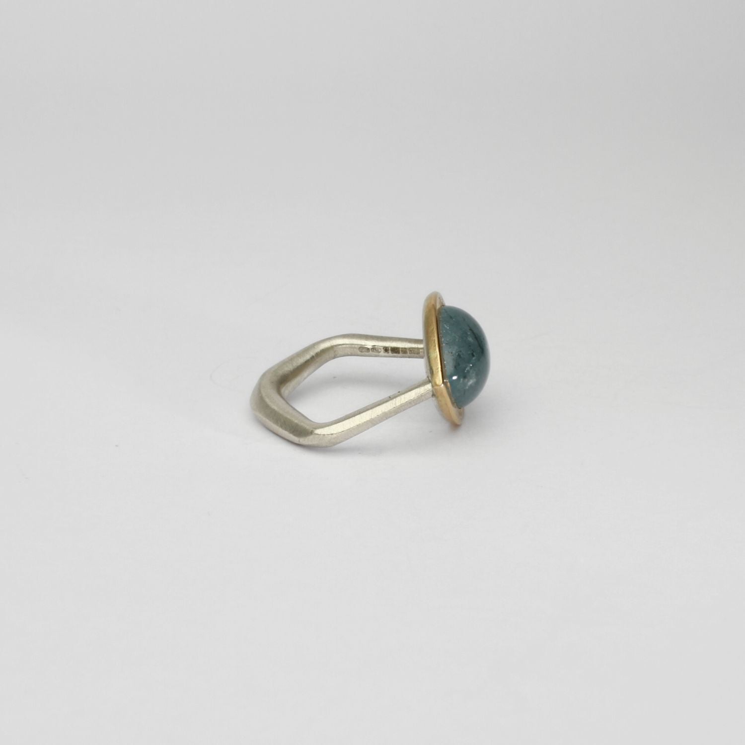 Aquamarine silver & 18ct gold ring by Emily Thatcher