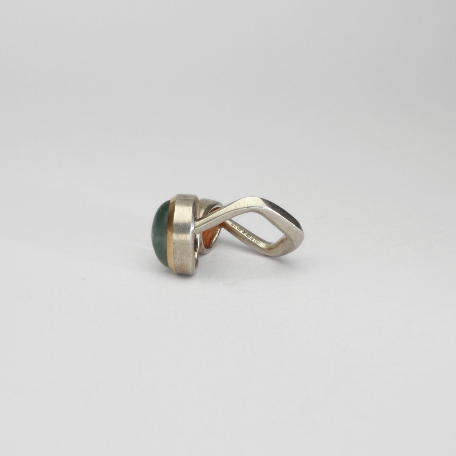 Aquamarine & mandarin garnet silver & 18ct gold ring by Emily Thatcher