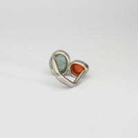 Aquamarine & mandarin garnet silver & 18ct gold ring by Emily Thatcher