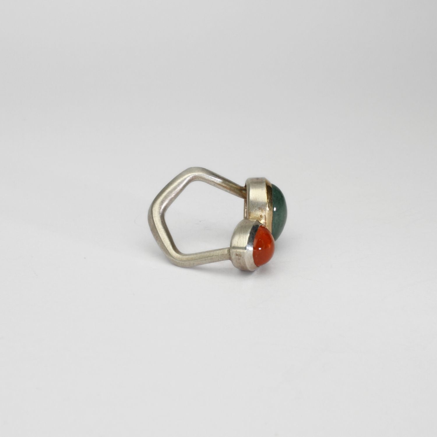 Aquamarine & mandarin garnet silver & 18ct gold ring by Emily Thatcher