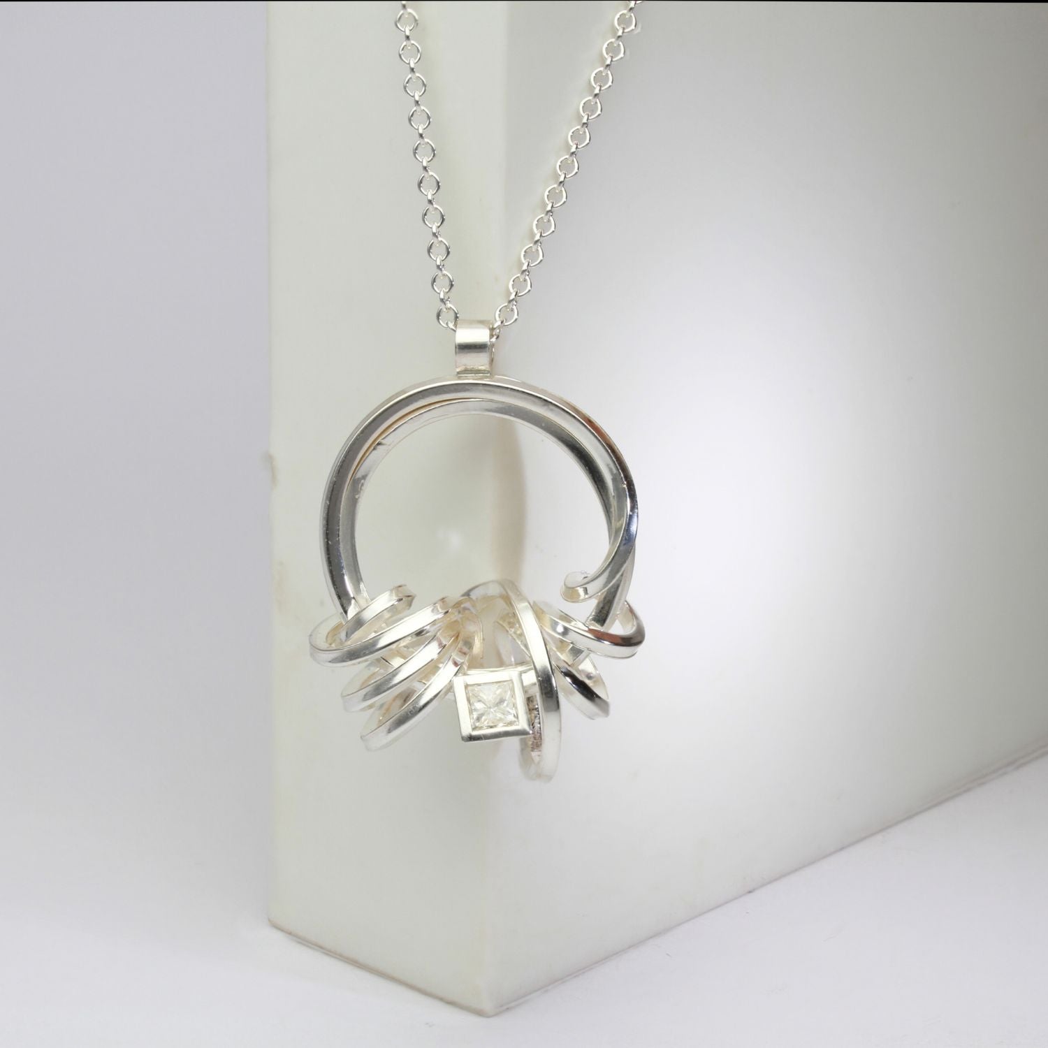 One of a Kind: (No. 9) Solitaire Series 2 Necklace with Princess Cut Diamond