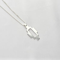 Carthenni / Welsh Weave: Caernarfon Long Silver Pendant - Mari Thomas Jewellery