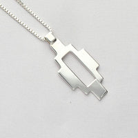 Carthenni / Welsh Weave: Caernarfon Long Silver Pendant - Mari Thomas Jewellery