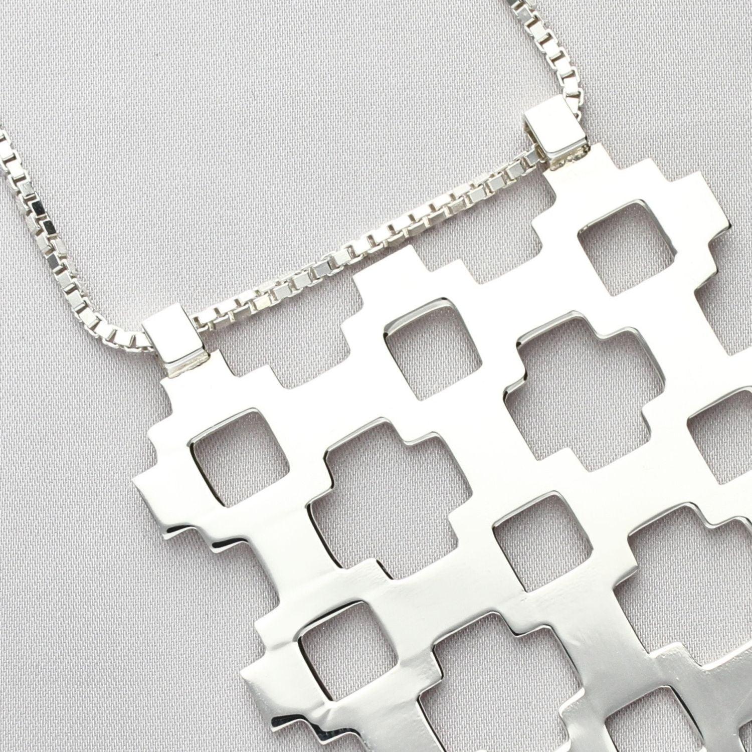 Carthenni / Welsh Weave: Large Silver Caernarfon Pendant - Mari Thomas Jewellery