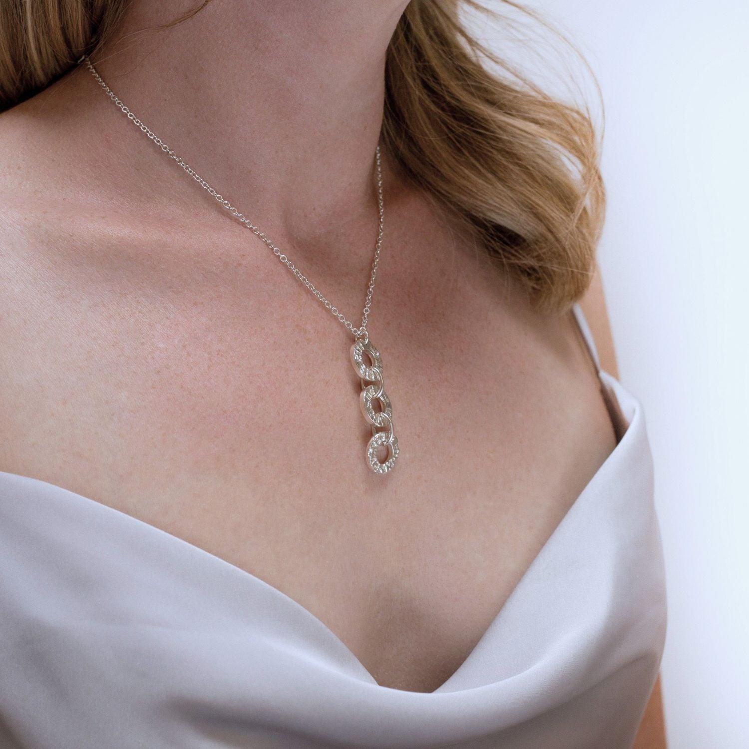 Gyda'n Gilydd / Together: Silver Triple Drop Pendant - Mari Thomas Jewellery