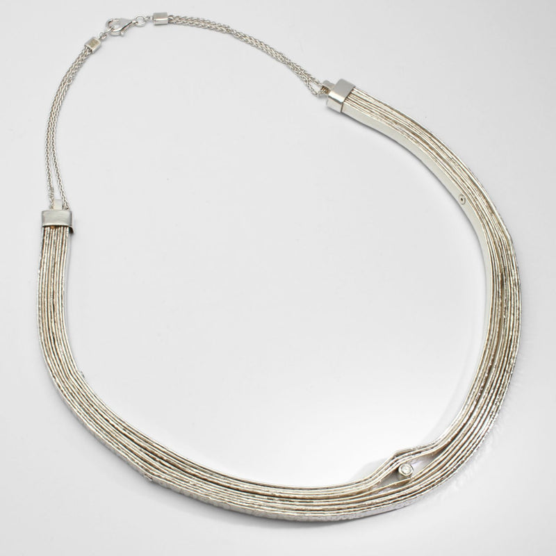 One of a Kind: ( No.16 ) Bespoke Dadeni Silver and Diamond Neckpiece