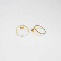 Circle 2 tone studs silver with 22ct gold plating by Charlotte Reid