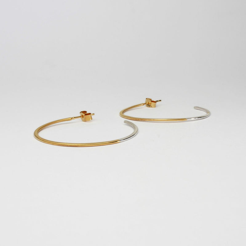2 tone hoops silver with gold plating hoops by Charlotte Reid