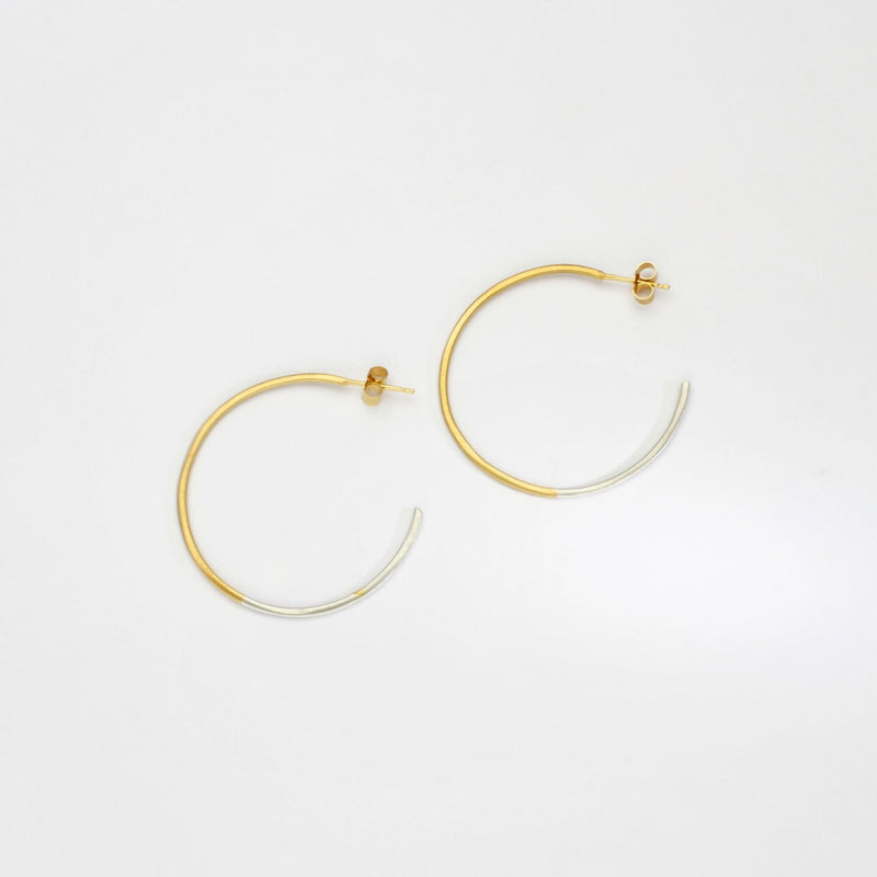 2 tone hoops silver with gold plating hoops by Charlotte Reid