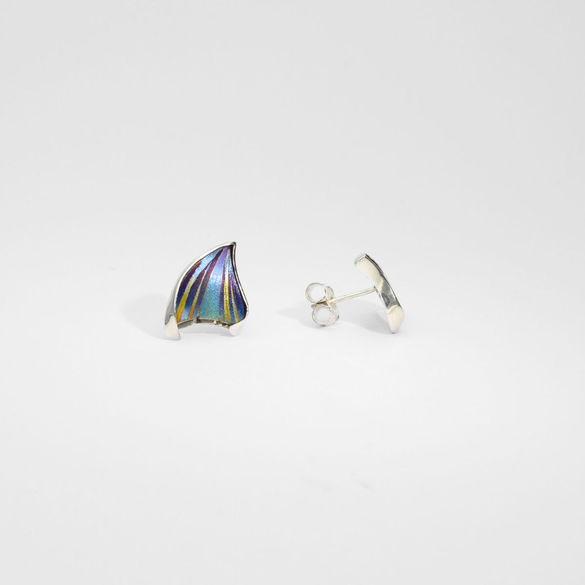 Earrings - Silver and Niobium by Brian Eburah