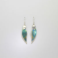 Earrings - floating niobium & silver hook earrings by Brian Eburah