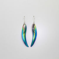 Earrings - poppy/daisy niobium & silver hook earrings by Brian Eburah