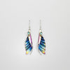 Earrings - wave niobium, silver & 18ct gold with blue topaz hook earrings by Brian Eburah