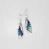 Earrings - wave niobium, silver & 18ct gold with blue topaz hook earrings by Brian Eburah