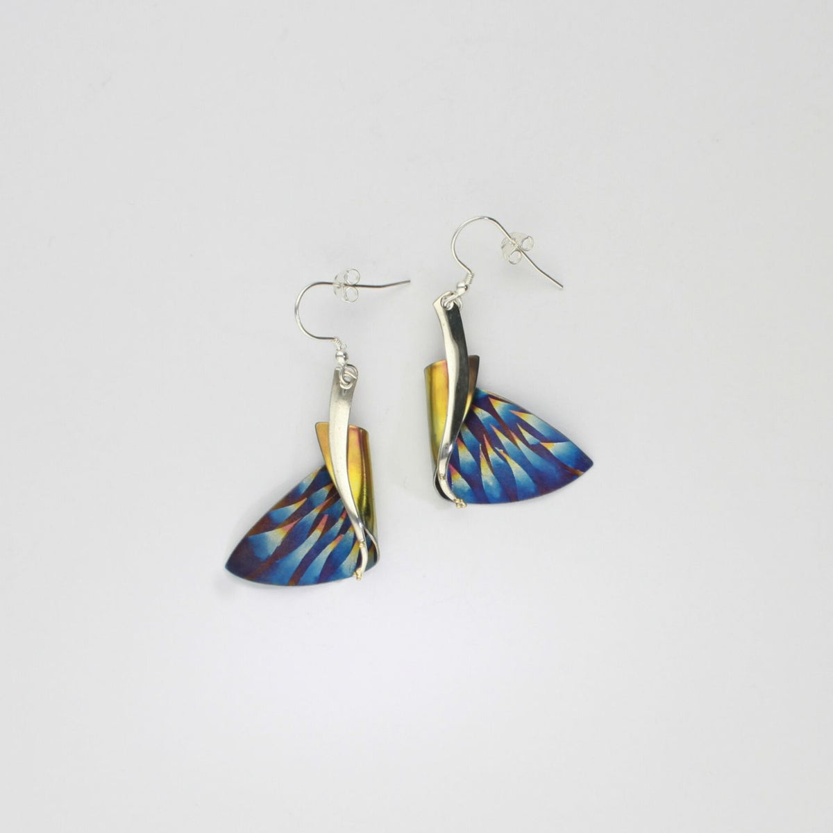 Earrings - niobium & silver hook earrings by Brian Eburah