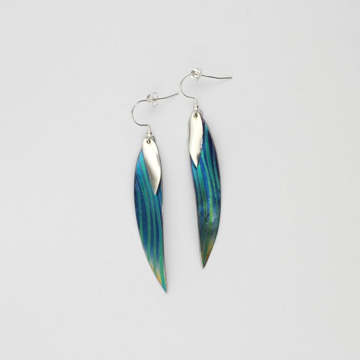 Earrings - niobium & silver hook earrings by Brian Eburah