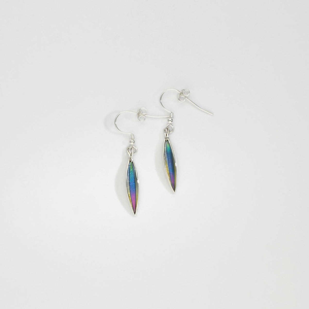 Earrings - niobium & silver small hook earrings by Brian Eburah