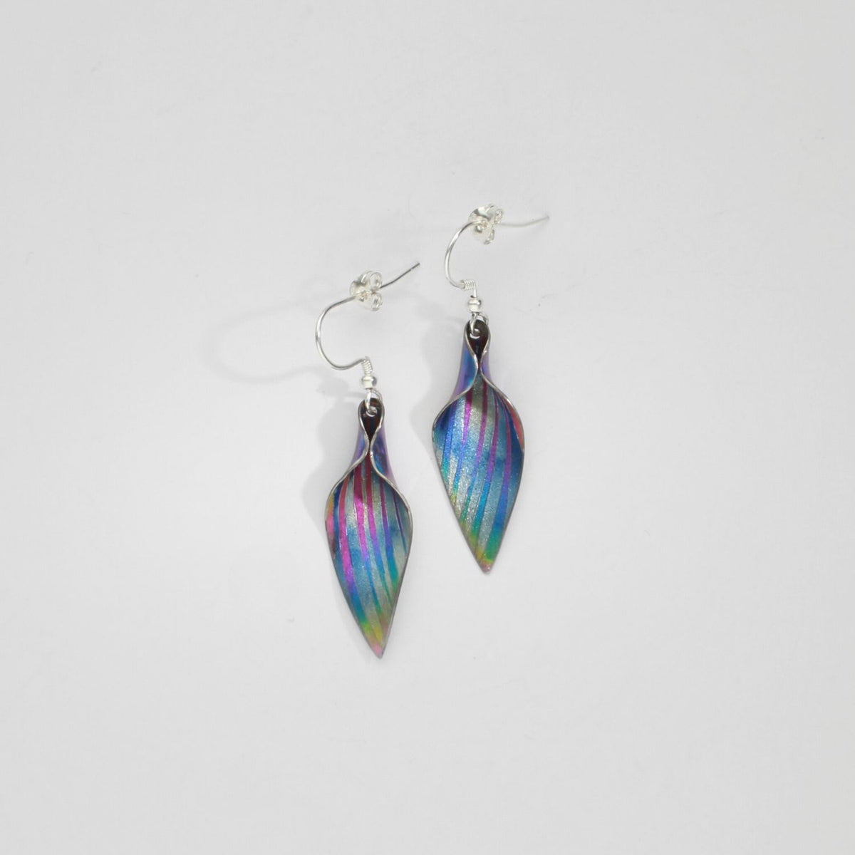Earrings - niobium & silver hook earrings by Brian Eburah