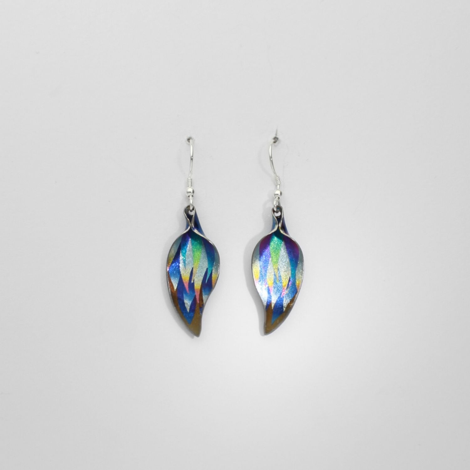 Earrings - niobium & silver hook earrings by Brian Eburah