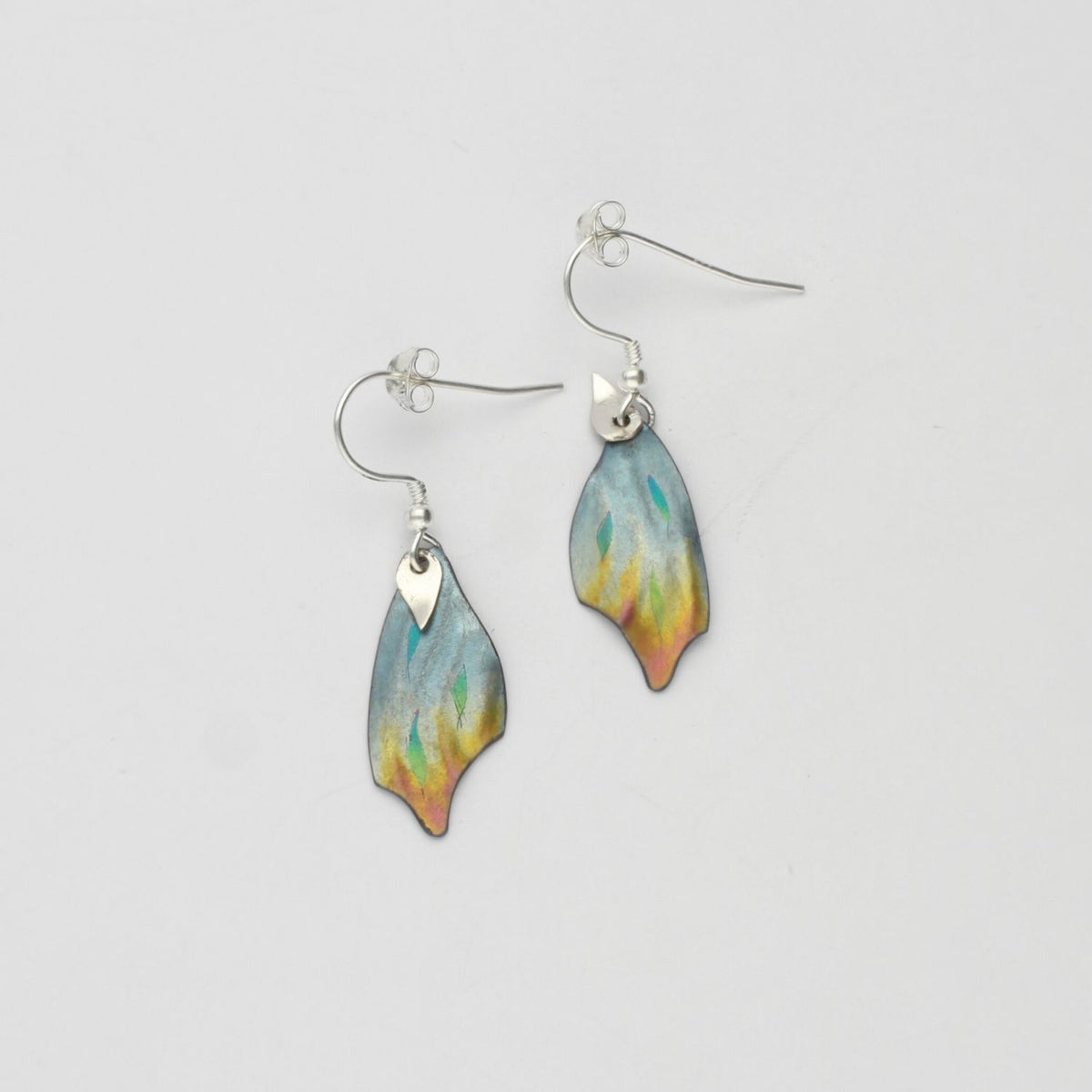 Earrings - niobium & silver hook earrings by Brian Eburah