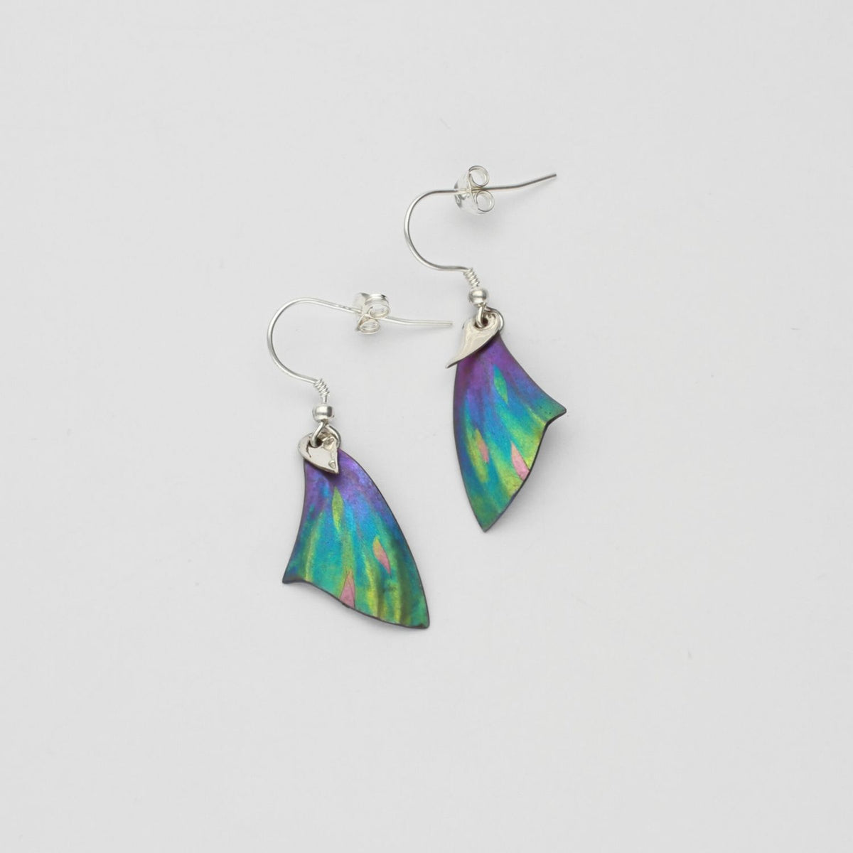 Earrings - niobium & silver hook earrings by Brian Eburah