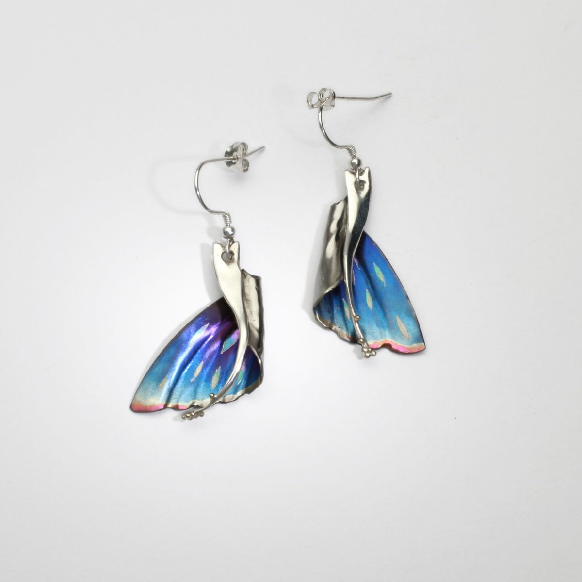 Earrings - Niobium & silver hook earrings by Brian Eburah