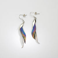 Earrings - Niobium & silver hook earrings by Brian Eburah