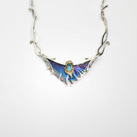 Niobium, silver, gold & blue topaz necklace by Brian Eburah