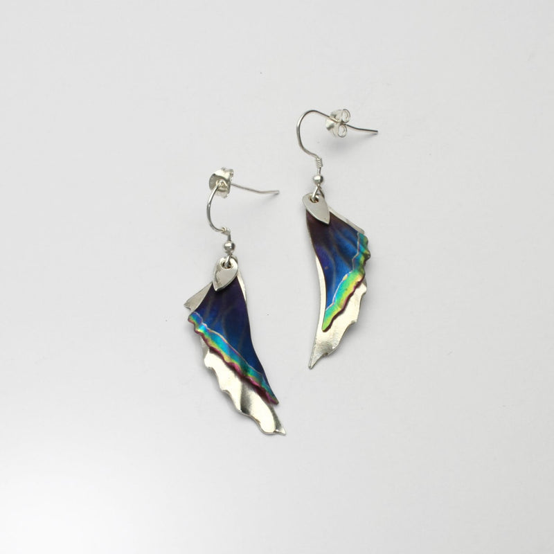 Earrings - Niobium & silver hook earrings by Brian Eburah