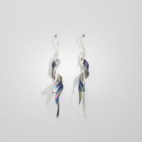 Niobium & silver drop earrings by Brian Eburah
