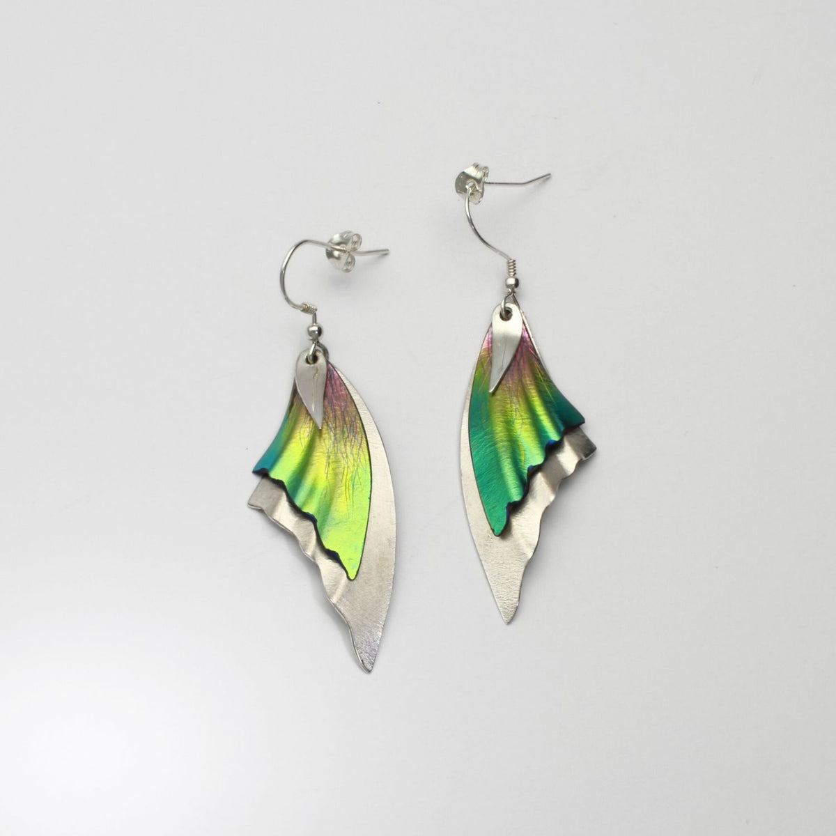 Earrings - Niobium & silver hook earrings by Brian Eburah